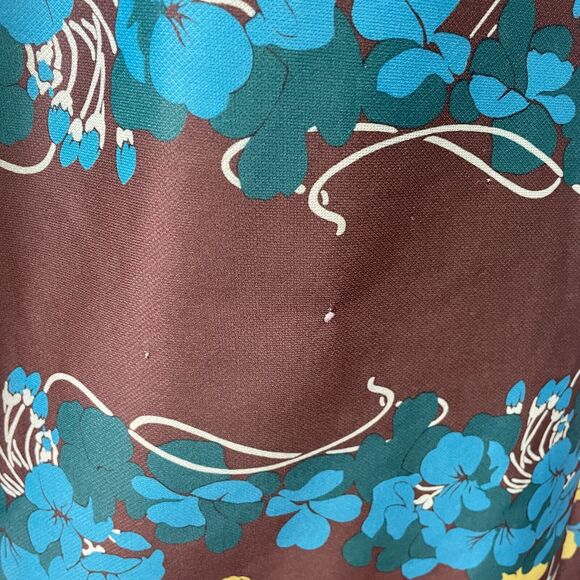 Vintage Boho Dress Size Medium Floral Brown Blue Off Shoulder 70s Retro Hippie - Picture 12 of 16